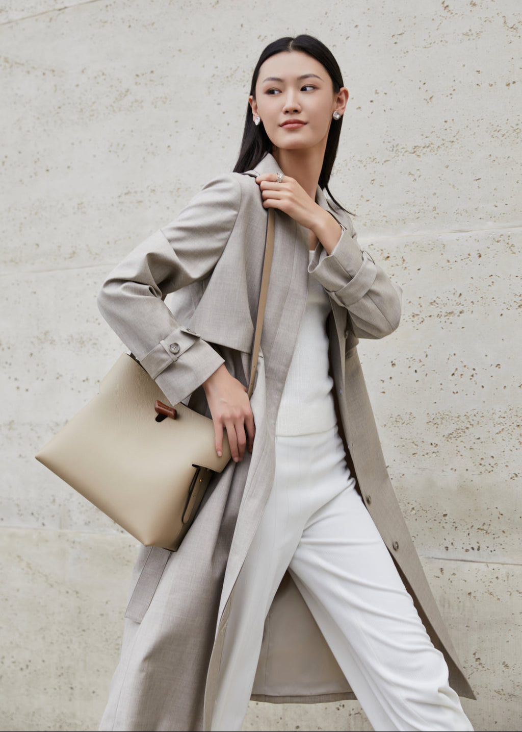 "Qingyi" Series Khaki Tote Bag