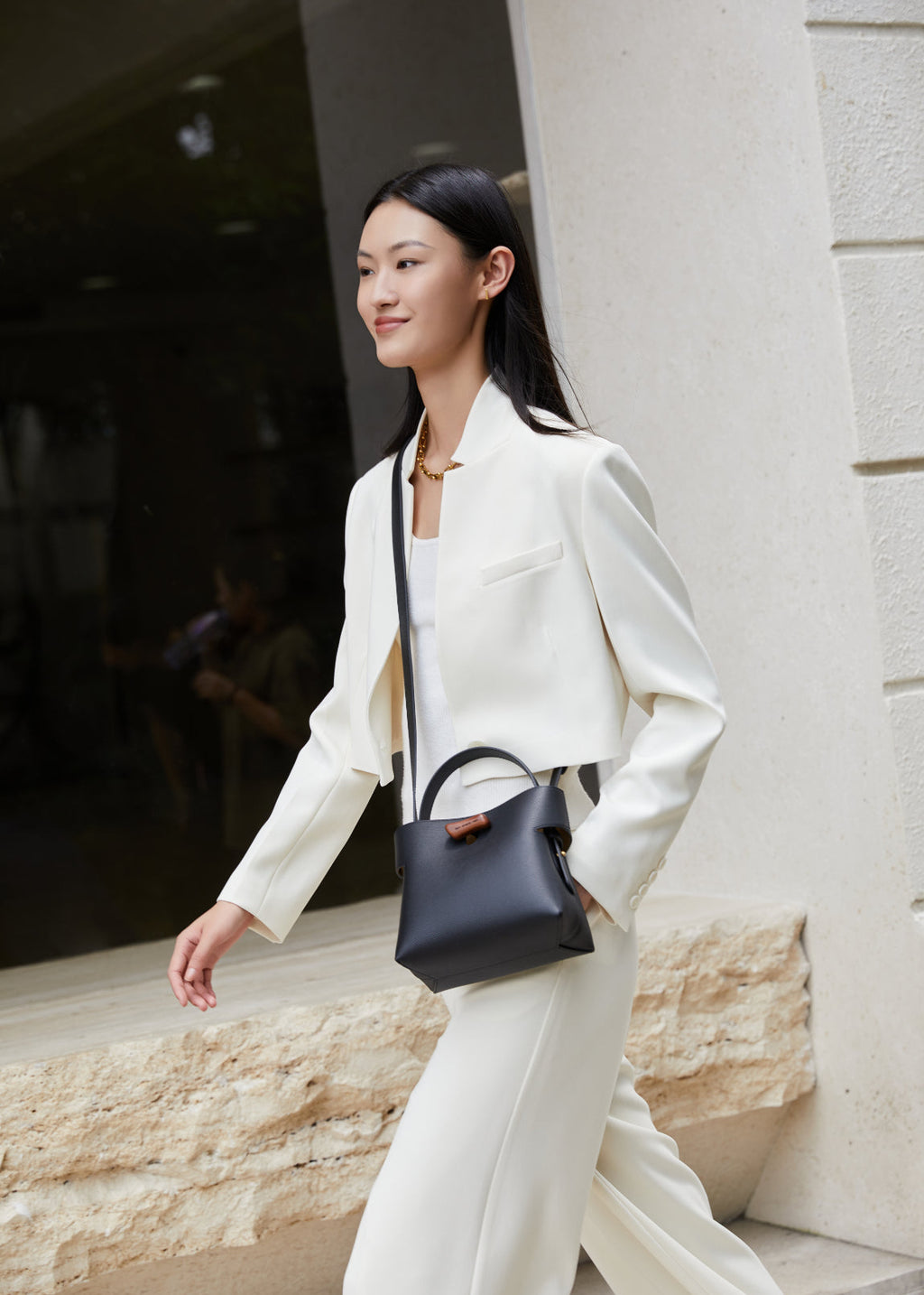 "Qingyi" Series Black Tote Bag