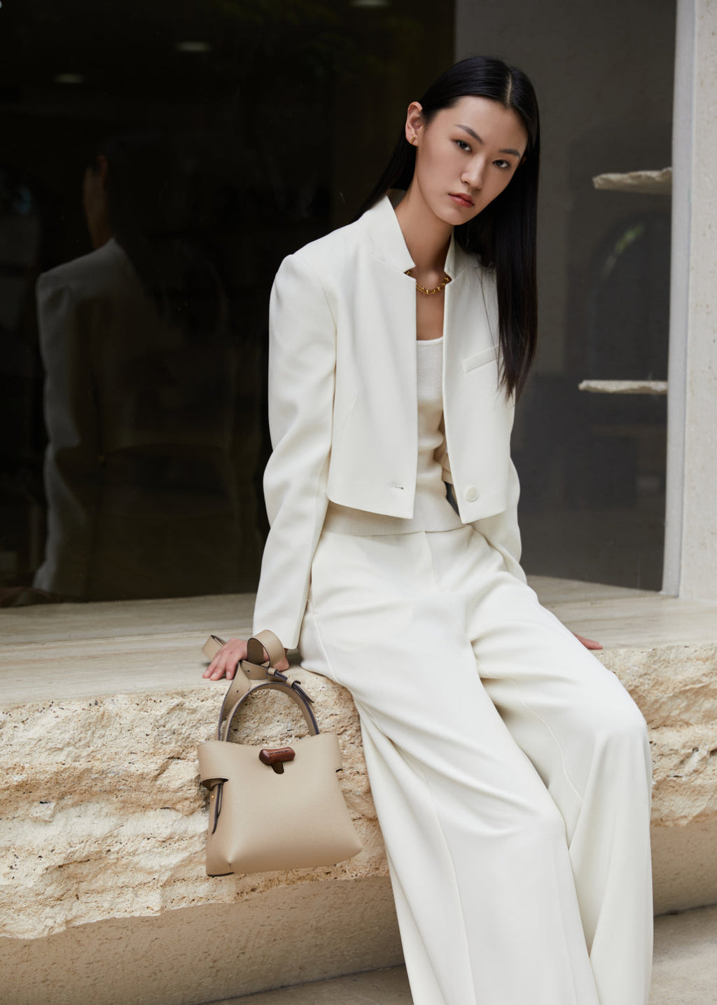 "Qingyi" Series Khaki Tote Bag