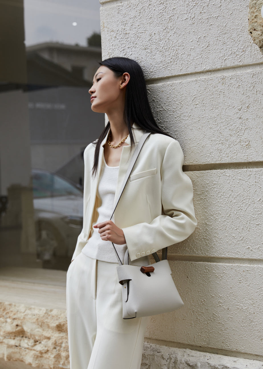 "Qingyi" Series Pearl Gray Tote Bag