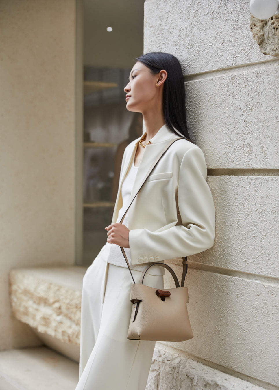 "Qingyi" Series Khaki Tote Bag