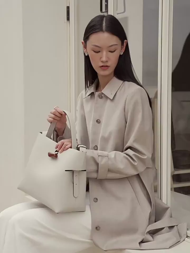 "Qingyi" Series Pearl Gray Tote Bag